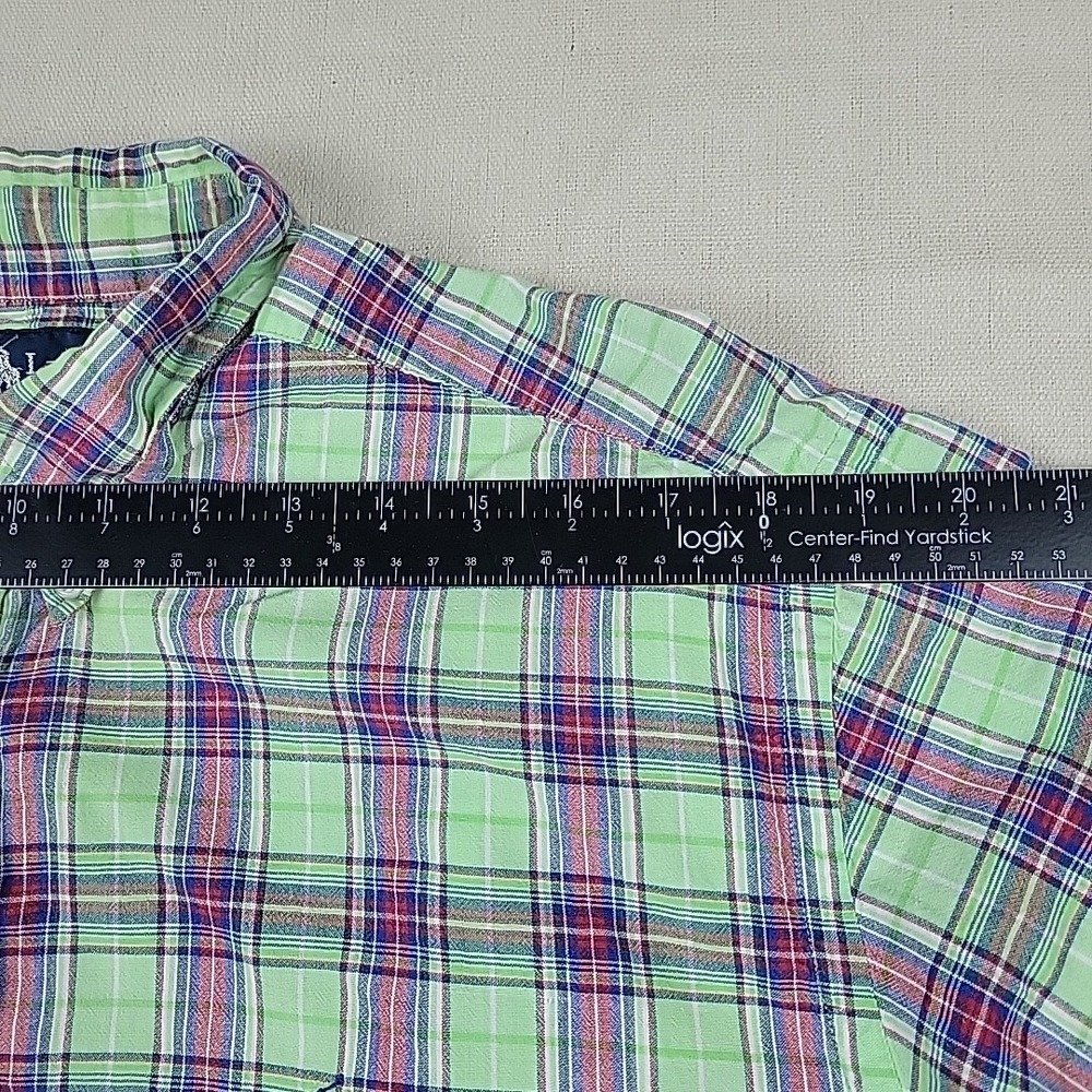 Ralph Lauren Blake Fit Plaid Shirt Mens L Green Multicolor Short Sleeve Button - Picture 4 of 10